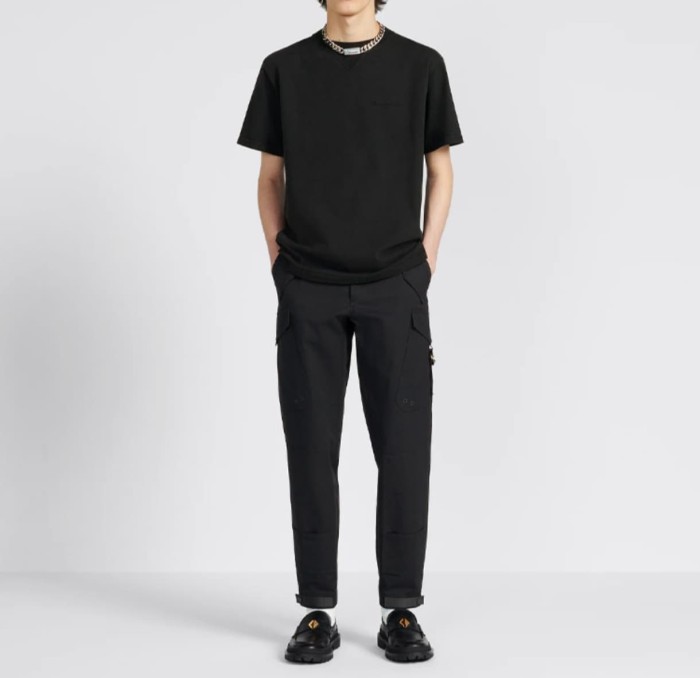 1:1 quality version Letter Embroidery Combed Cotton Crew Neck  T-shirt 5 colors 29106370