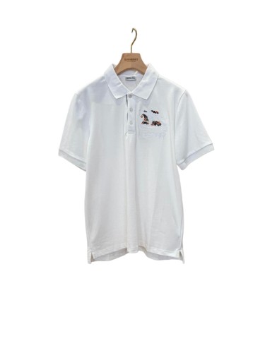 Check Knight Embroidered White Short Sleeve Polo Shirt 29106344