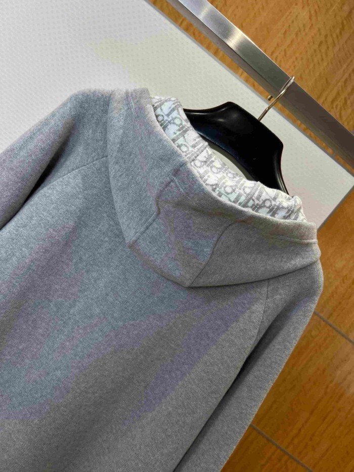 1:1 quality version Letter Embroidery Heavyweight Cotton Zip Up Hoodie 2 colors 29106632
