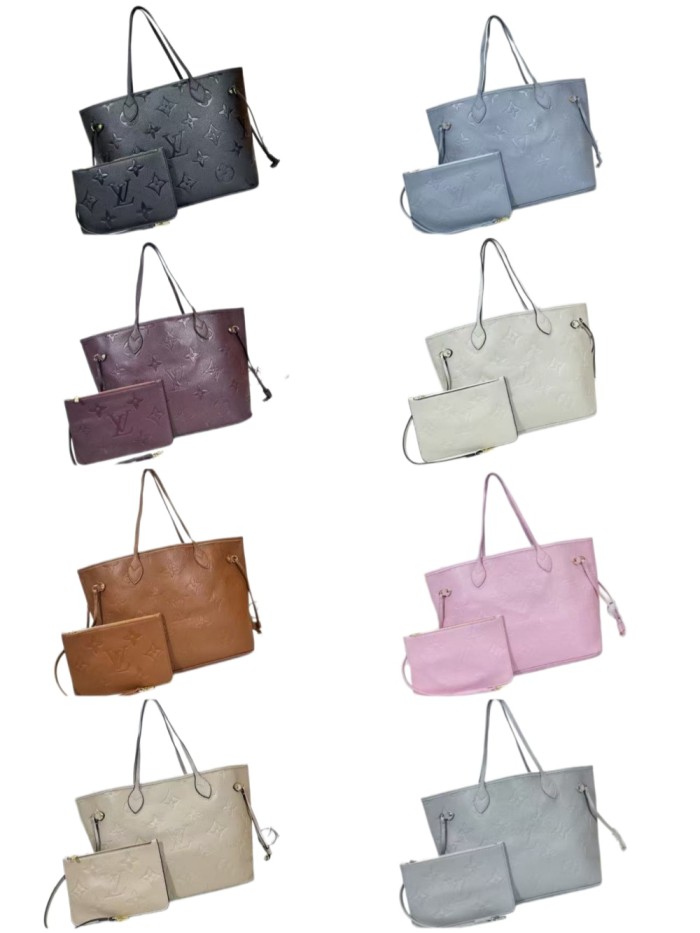 Full Leather Embossed Monogram Large Capacity Two Piece Tote Bag 8 colors 29106641