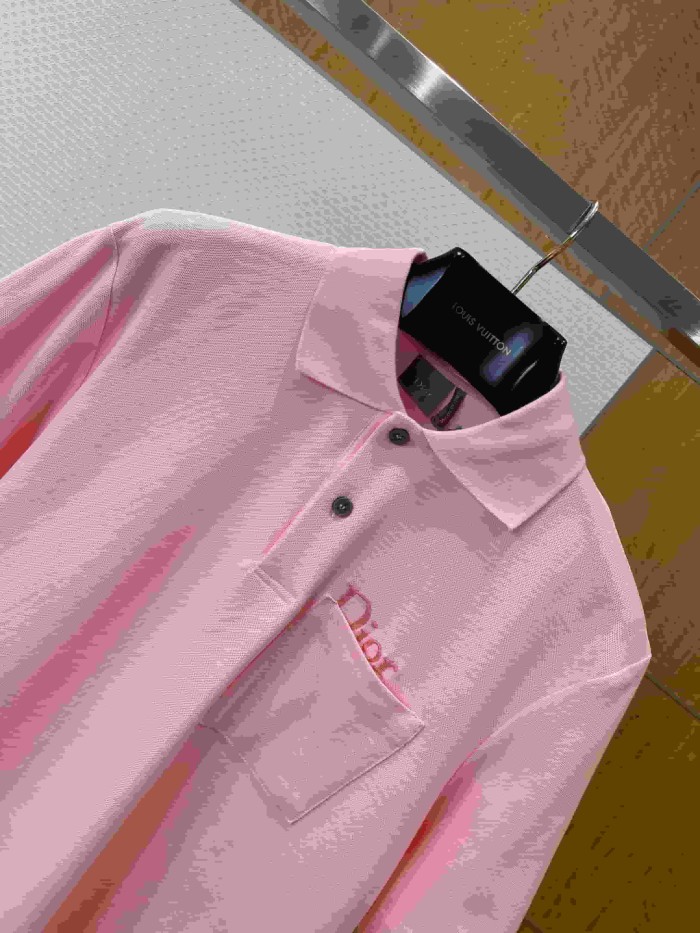 1:1 quality version  Minimal Embroidery Pocket Pique Cotton Short Sleeve Polo Shirt 3 colors 29106649