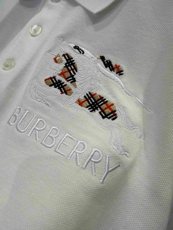 Check Knight Embroidered White Short Sleeve Polo Shirt 29106344