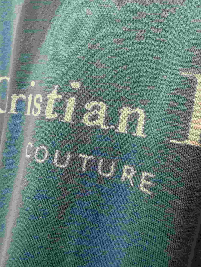 1:1 quality version Luxury Business Style Couture Letter Knit Oversized Cotton T-Shirt 2 colors 29106687