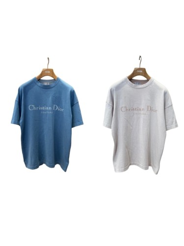 1:1 quality version Luxury Business Style Couture Letter Knit Oversized Cotton T-Shirt 2 colors 29106687