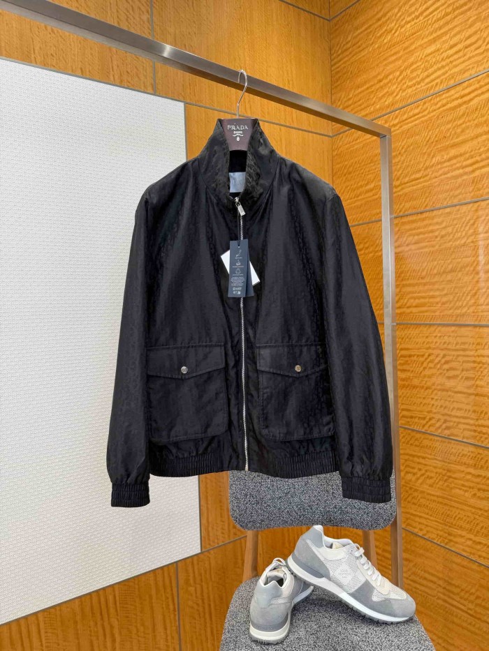 1:1 quality version Jacquard Pattern Lightweight Breathable Stand Collar Jacket 2 colors 29106605
