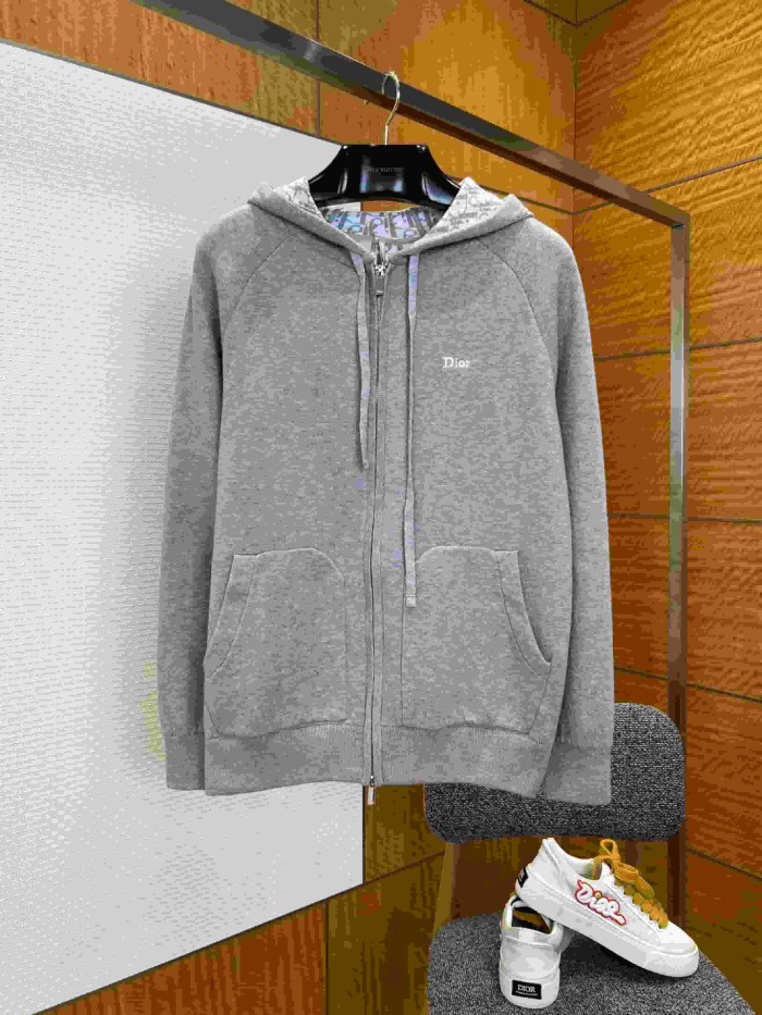 1:1 quality version Letter Embroidery Heavyweight Cotton Zip Up Hoodie 2 colors 29106632