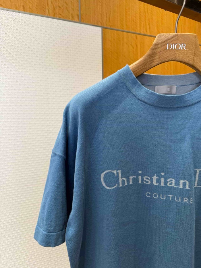 1:1 quality version Luxury Business Style Couture Letter Knit Oversized Cotton T-Shirt 2 colors 29106687