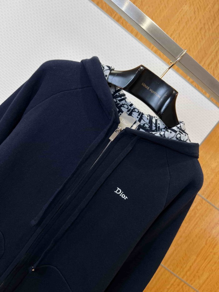 1:1 quality version Letter Embroidery Heavyweight Cotton Zip Up Hoodie 2 colors 29106632
