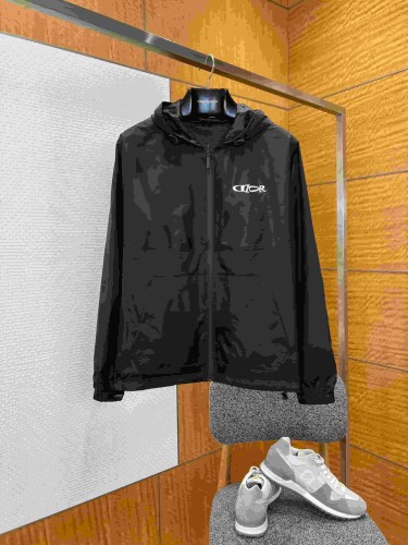 1:1 quality version Dior Logo Embroidery Windproof Waterproof Reversible Drawstring Hooded Jacket 2 colors  29106603