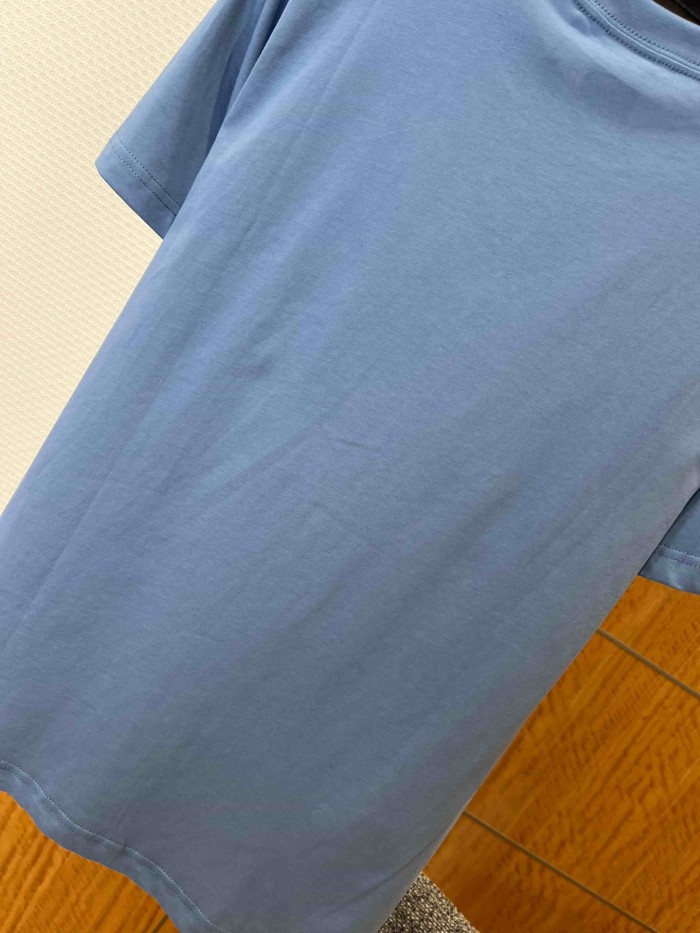 1:1 quality version Combed Cotton Letter Embroidery Crew Neck T-Shirt 3 colors 29106660