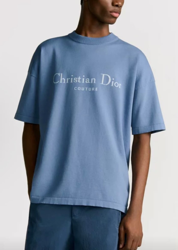 1:1 quality version Luxury Business Style Couture Letter Knit Oversized Cotton T-Shirt 2 colors 29106687