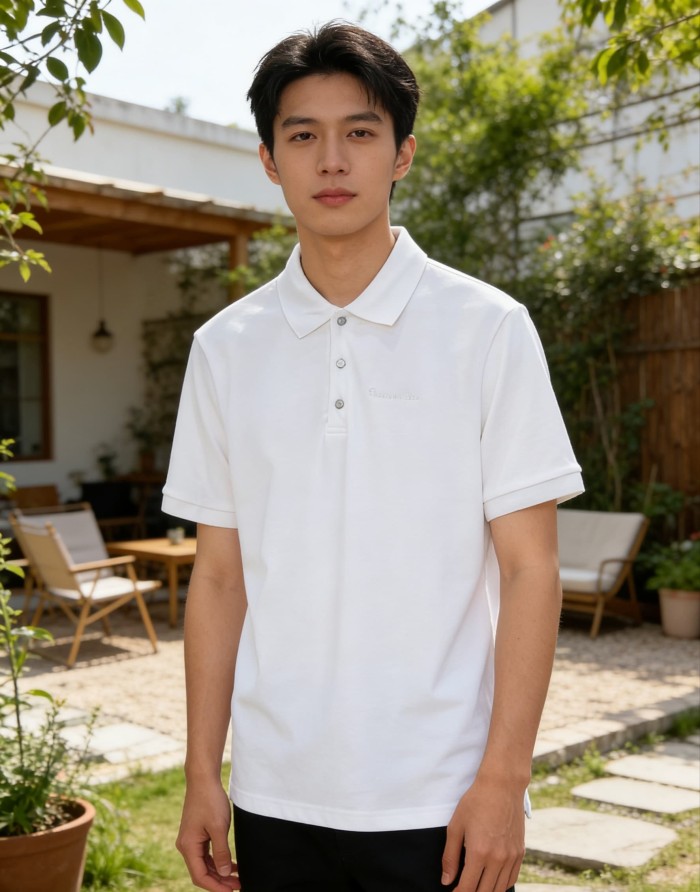 1:1 quality version Pique Cotton Logo Embroidered Short Sleeve Polo Shirt 2 colors 29107518