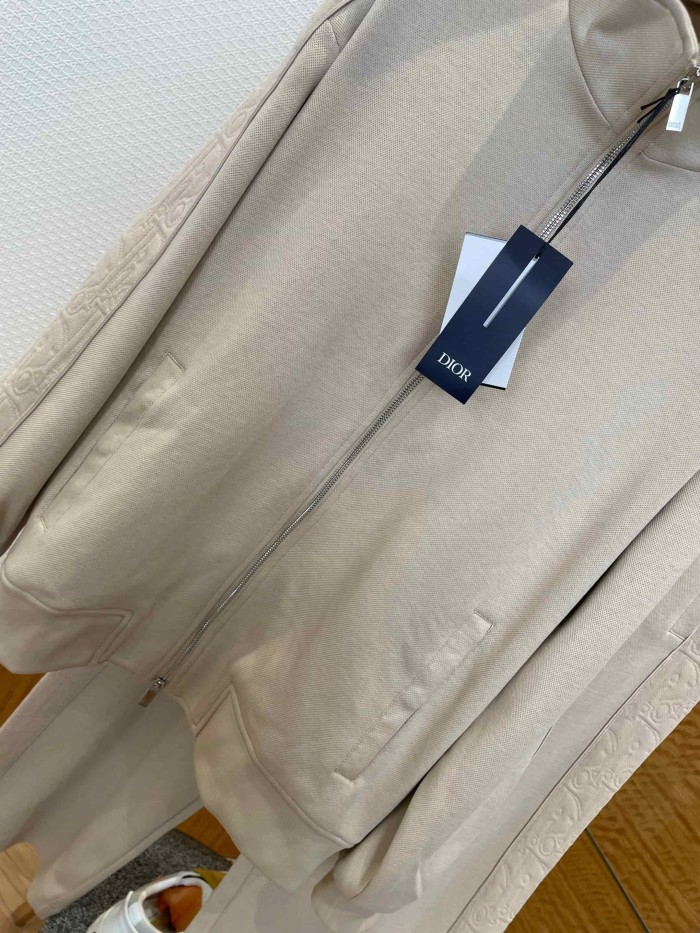 1:1 quality version CD Trim Subtle Jacquard Embroidered Stand Collar Zip Hoodie & Sweatpants Set 2 colors 29107737