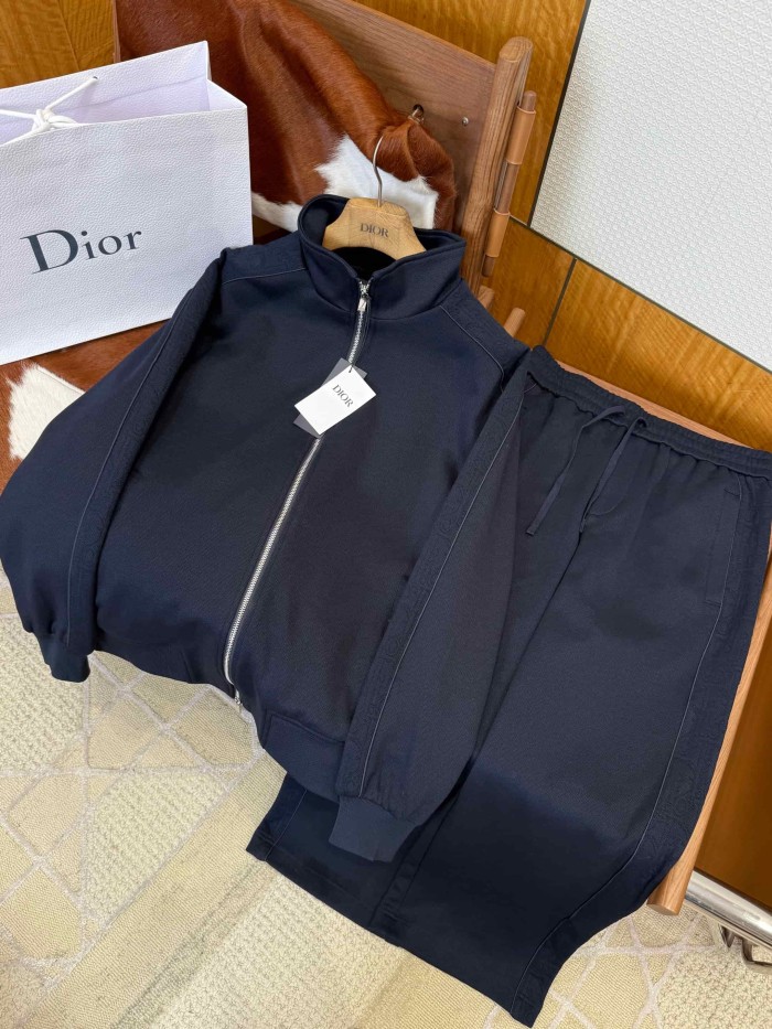 1:1 quality version CD Trim Subtle Jacquard Embroidered Stand Collar Zip Hoodie & Sweatpants Set 2 colors 29107737