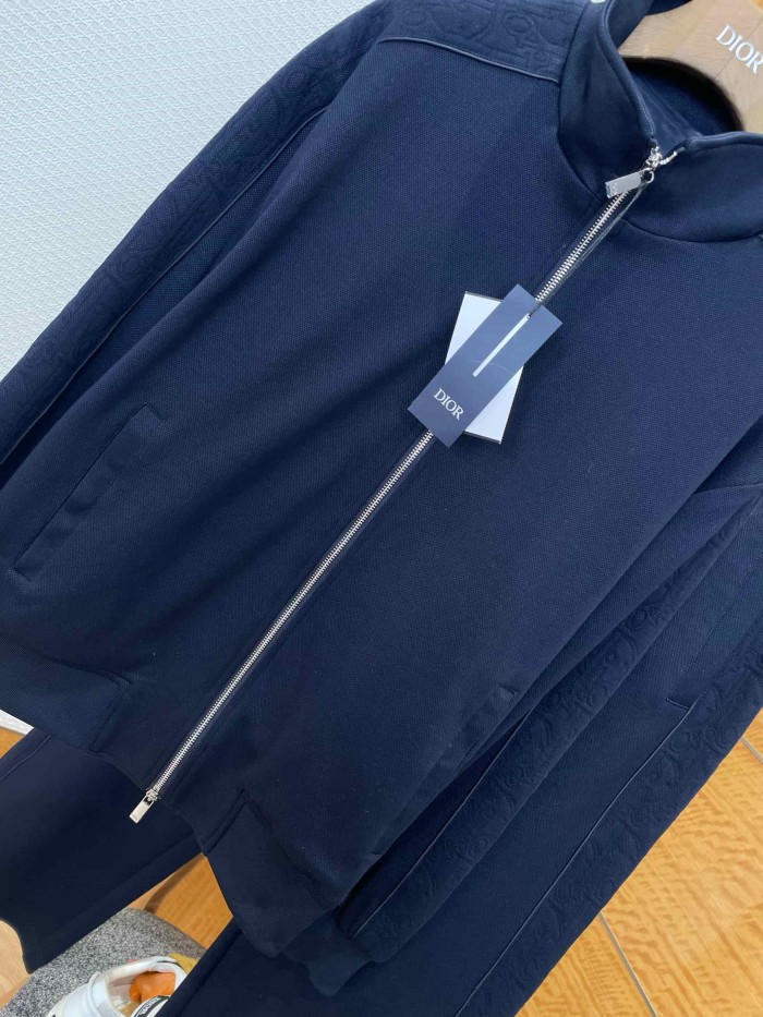 1:1 quality version CD Trim Subtle Jacquard Embroidered Stand Collar Zip Hoodie & Sweatpants Set 2 colors 29107737