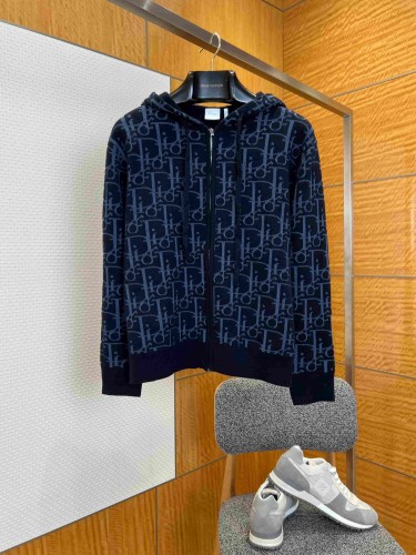 1:1 quality version All Over Jacquard Wool Drawstring Hooded Zip Knit Jacket 2 colors 29107485