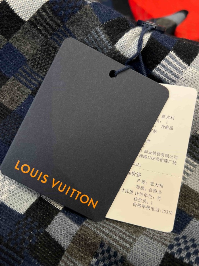1:1 quality version Blue Grey Black Gradient Pixel Plaid With Leather Patch Pocket Knitted Drawstring Shorts 29107812