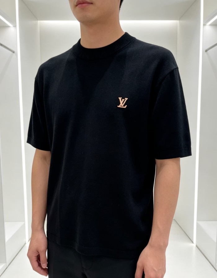 1:1 quality version Classic Embroidered Logo Knit T-Shirt 4 colors 29107800