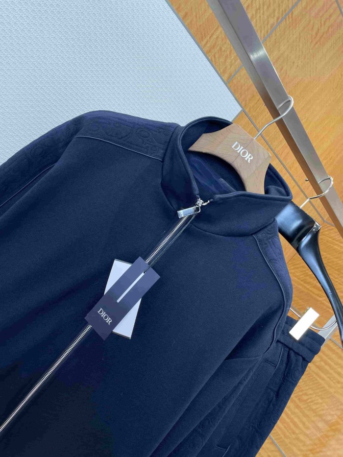 1:1 quality version CD Trim Subtle Jacquard Embroidered Stand Collar Zip Hoodie & Sweatpants Set 2 colors 29107737