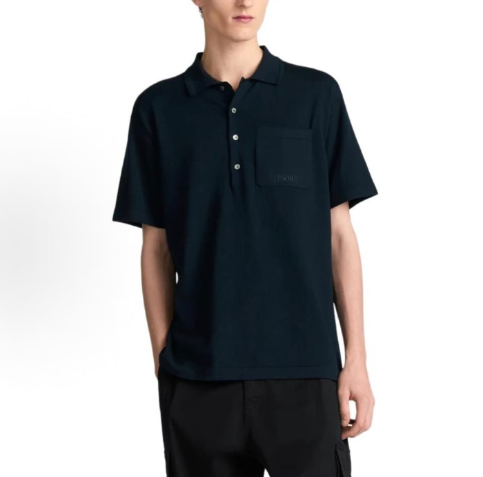 1:1 quality version  Pocket Embroidered Wool Knit Business Commuter Polo Shirt 2 colors 29107467