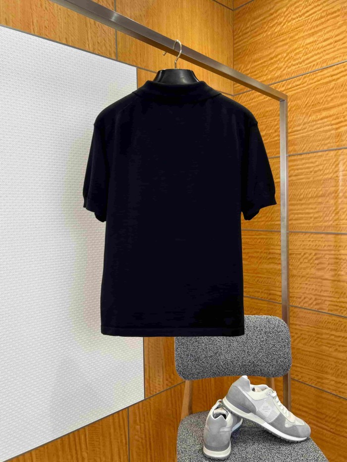1:1 quality version  Letter Leather Patch Minimal Short Sleeve Polo Shirt 29107776