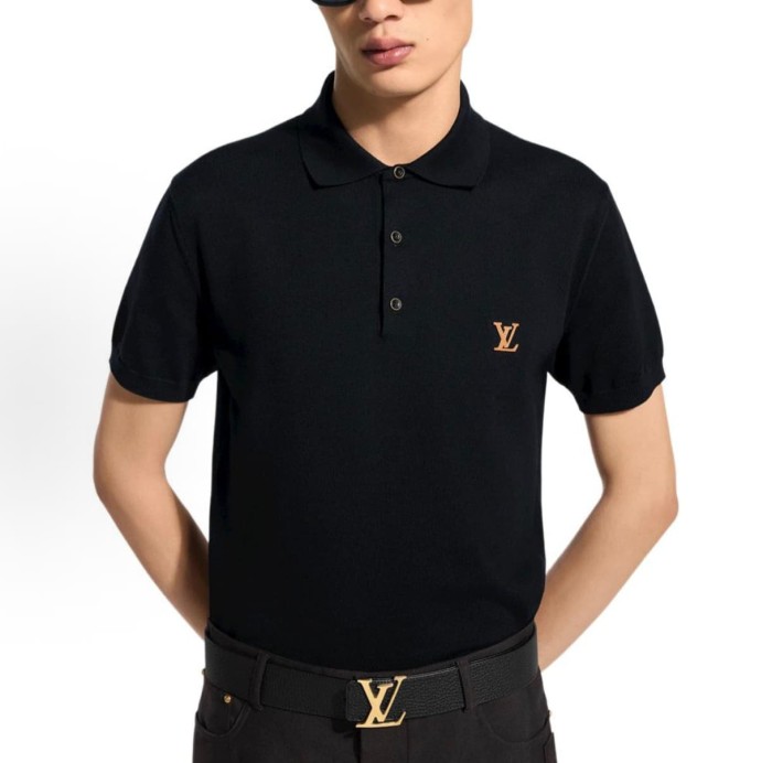 1:1 quality version  Letter Leather Patch Minimal Short Sleeve Polo Shirt 29107776