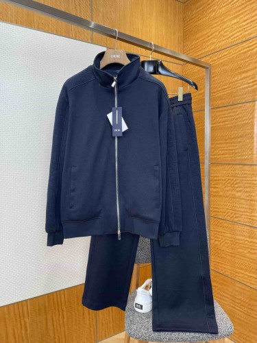 1:1 quality version CD Trim Subtle Jacquard Embroidered Stand Collar Zip Hoodie & Sweatpants Set 2 colors 29107737