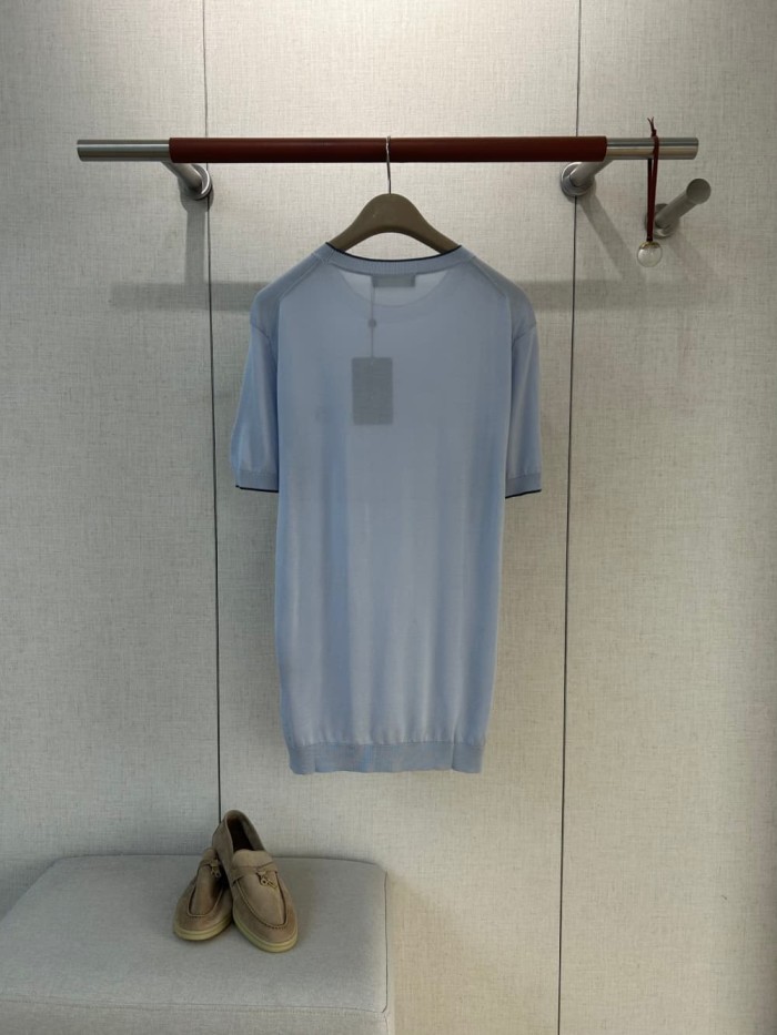 1:1 quality version Classic Embroidered Badge Contrast Collar Knit Tee 6 colors 29111173