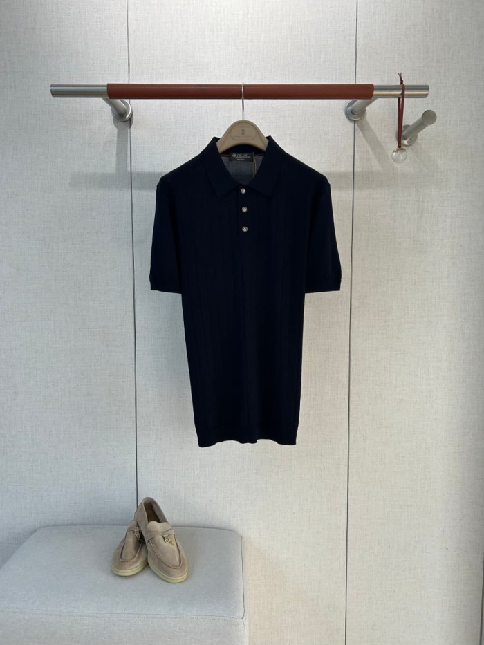 1:1 quality version Classic Vertical Stripe Hollow Out Knit Polo Tee 5 colors 29111174