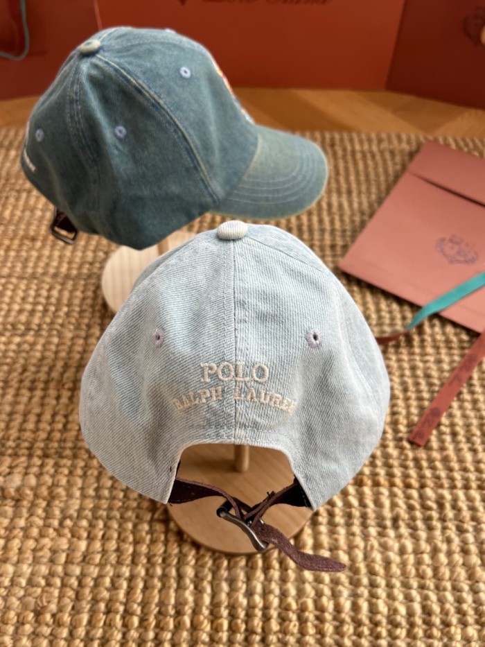 1:1 quality version Denim Bear Embroidery Denim Baseball Cap 2 colors 29110964