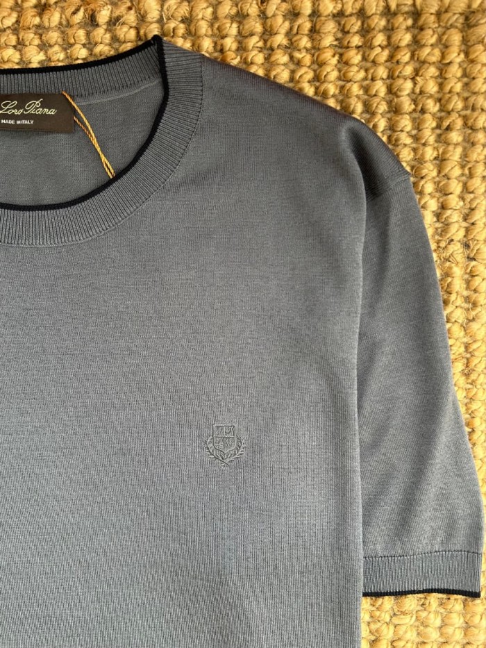 1:1 quality version Classic Embroidered Badge Contrast Collar Knit Tee 6 colors 29111173