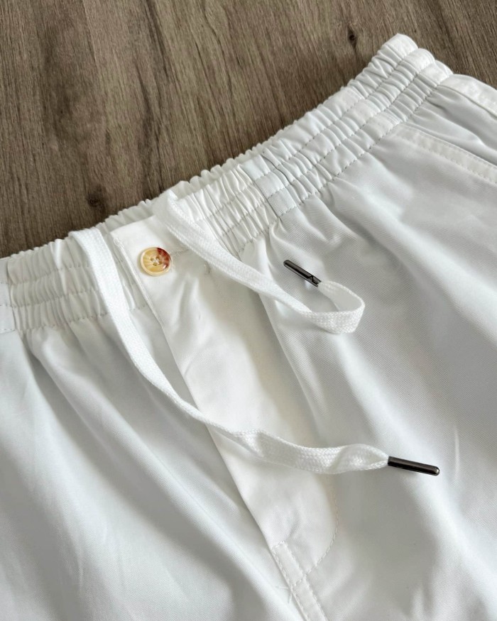 Contrast Color Pony Embroidered Elastic Drawstring Shorts 5 colors 29111780