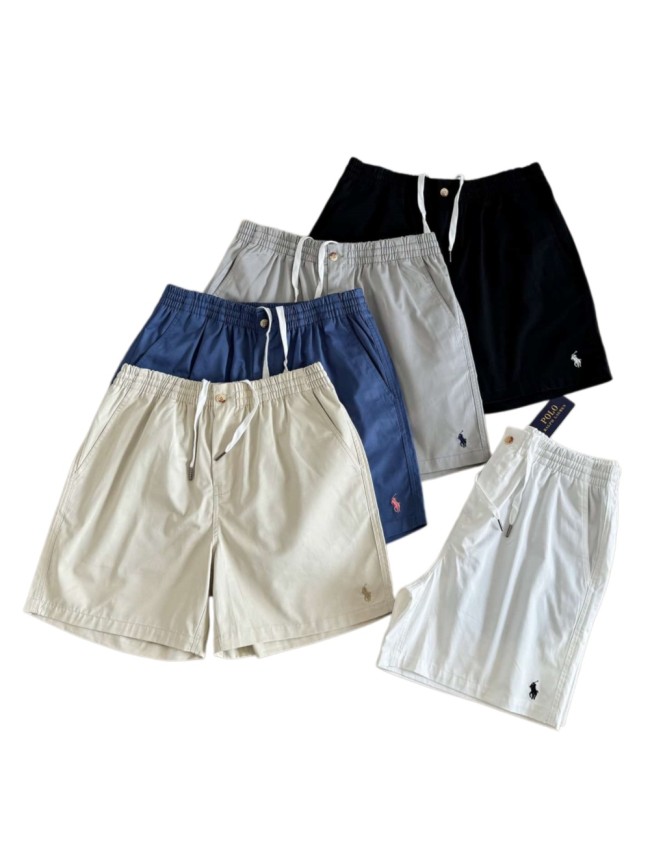 Contrast Color Pony Embroidered Elastic Drawstring Shorts 5 colors 29111780
