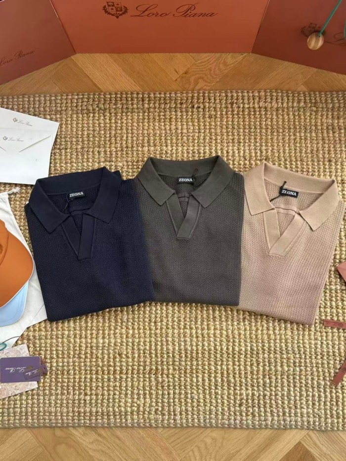 1:1 quality version V-Neck Hollow Out Knit Polo Shirt 3 colors 29110843