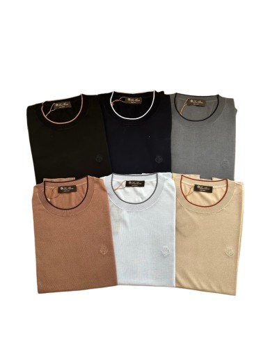 1:1 quality version Classic Embroidered Badge Contrast Collar Knit Tee 6 colors 29111173