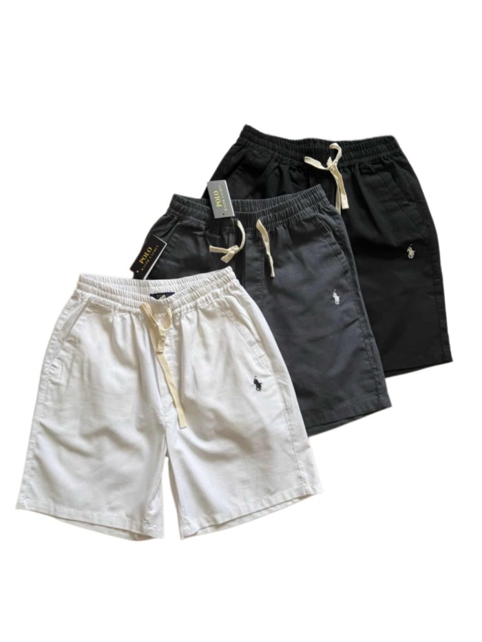 Multi-stitch Pony Embroidered Linen Blend Shorts 3 colors 29111779