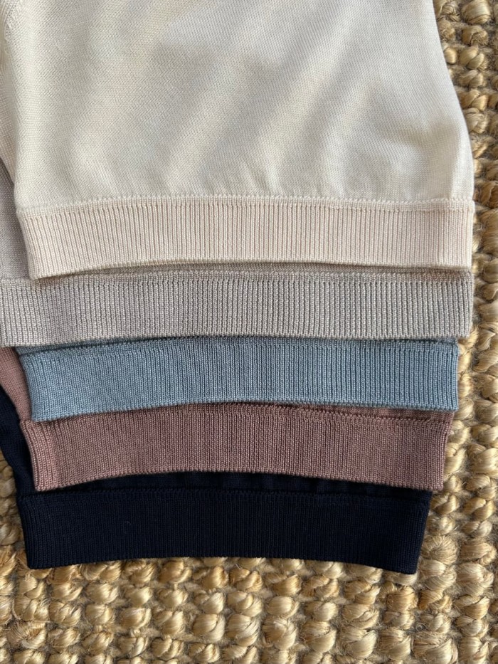 1:1 quality version Classic Vertical Stripe Hollow Out Knit Polo Tee 5 colors 29111174