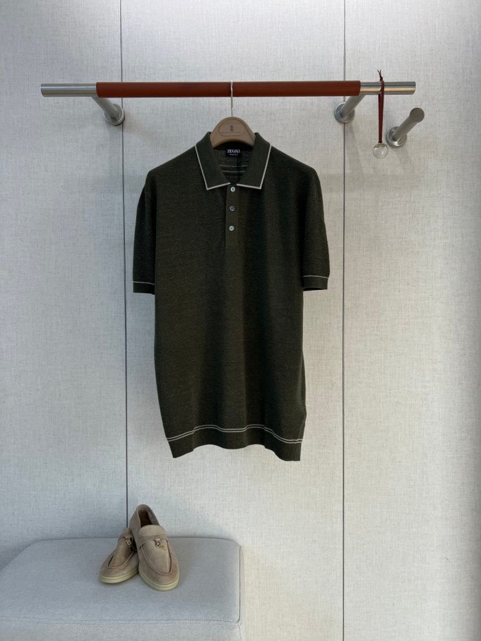 1:1 quality version Color Block Textured Knit Collared Polo Tee 6 colors 29110845