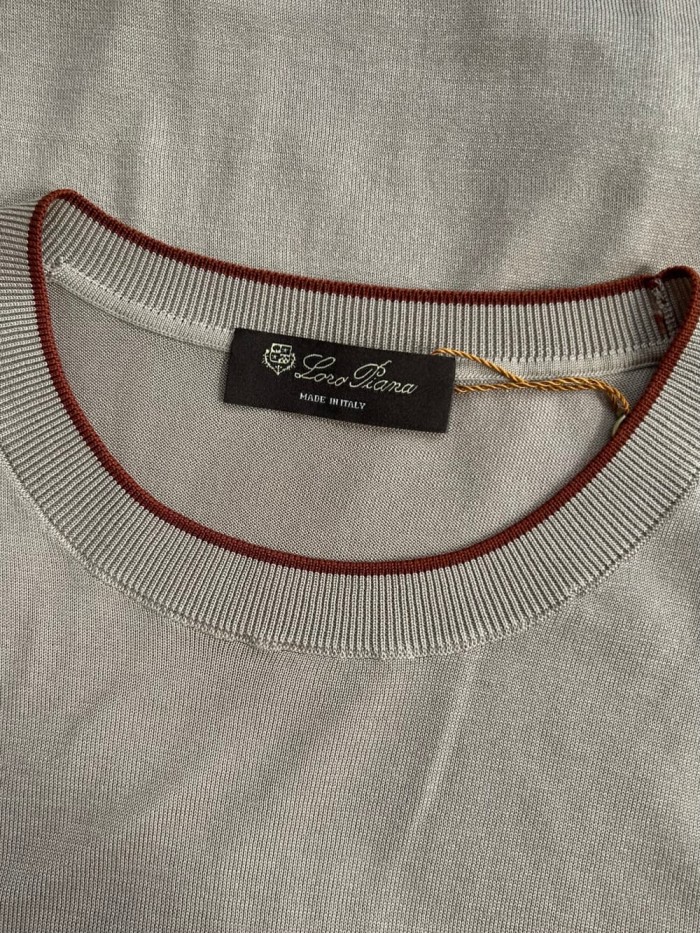1:1 quality version Classic Embroidered Badge Contrast Collar Knit Tee 6 colors 29111173