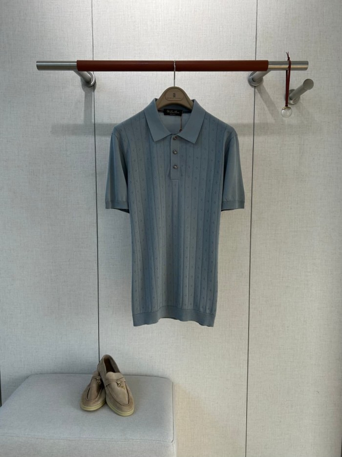 1:1 quality version Classic Vertical Stripe Hollow Out Knit Polo Tee 5 colors 29111174