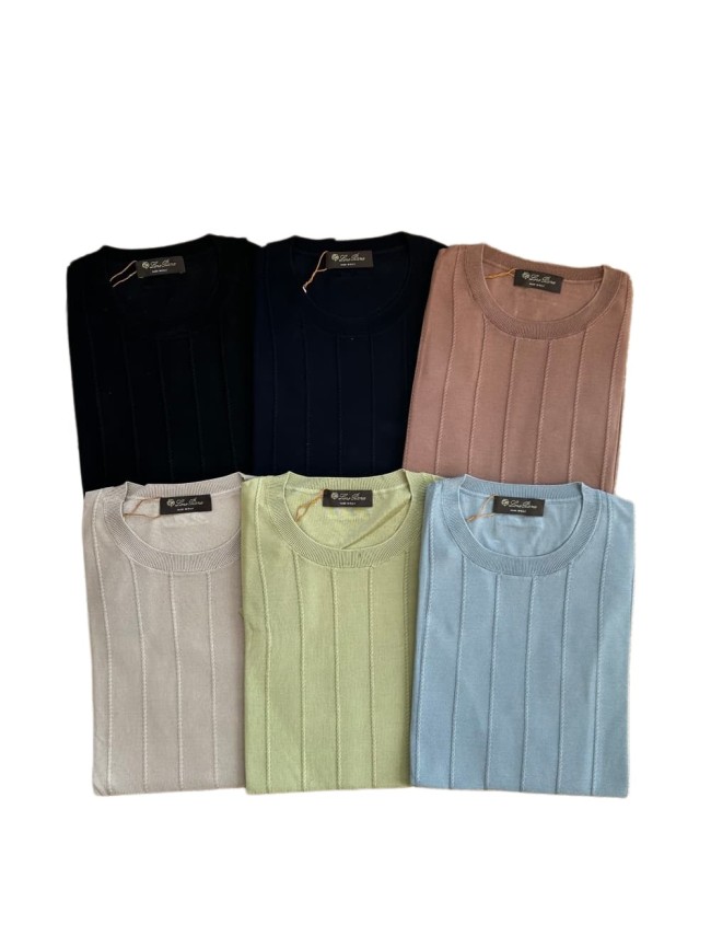 1:1 quality version Vertical Stripe Crew Neck Knit Tee 6 colors 29111178