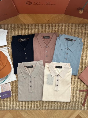 1:1 quality version Classic Vertical Stripe Hollow Out Knit Polo Tee 5 colors 29111174