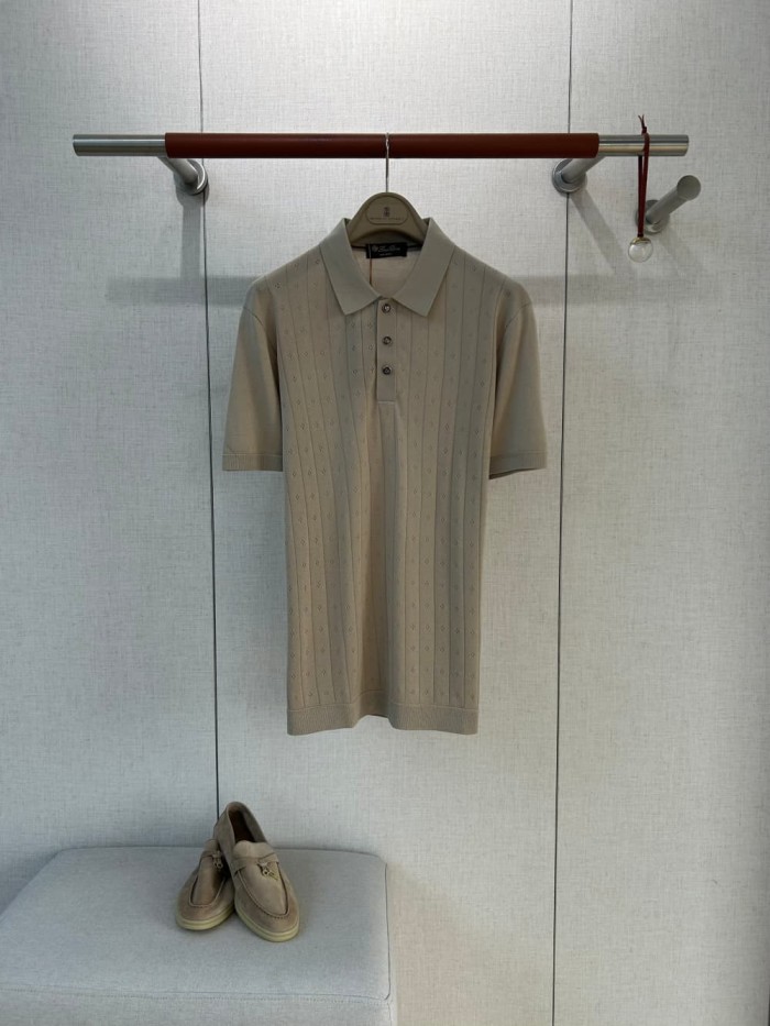 1:1 quality version Classic Vertical Stripe Hollow Out Knit Polo Tee 5 colors 29111174