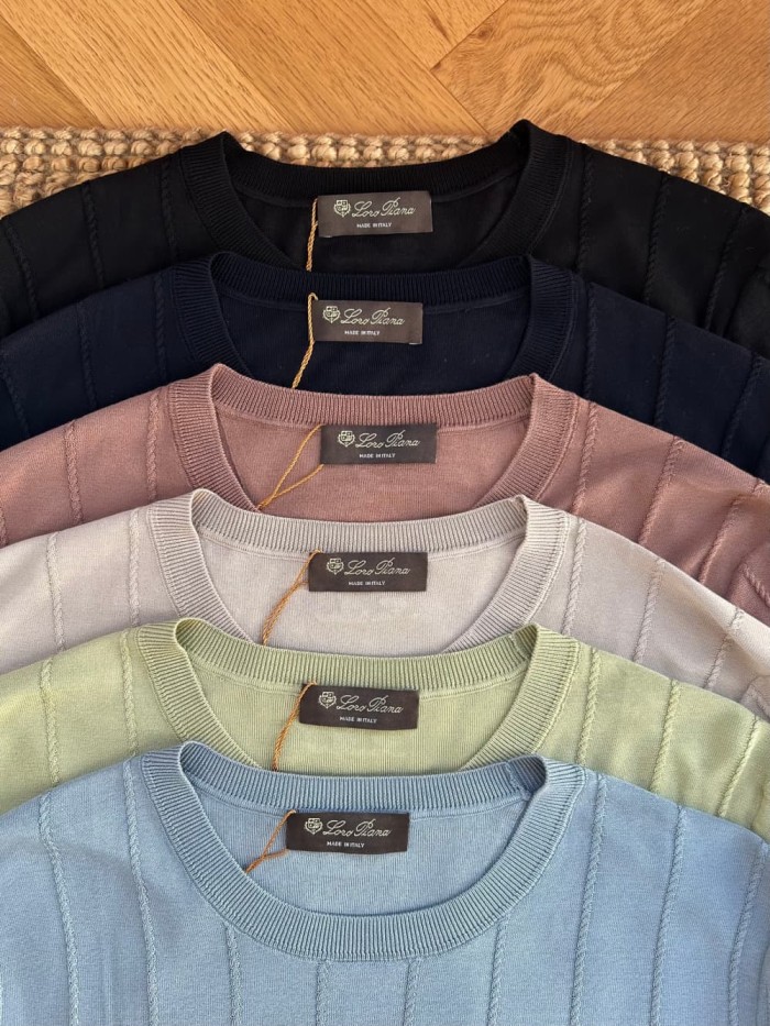 1:1 quality version Vertical Stripe Crew Neck Knit Tee 6 colors 29111178