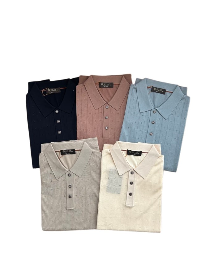 1:1 quality version Classic Vertical Stripe Hollow Out Knit Polo Tee 5 colors 29111174
