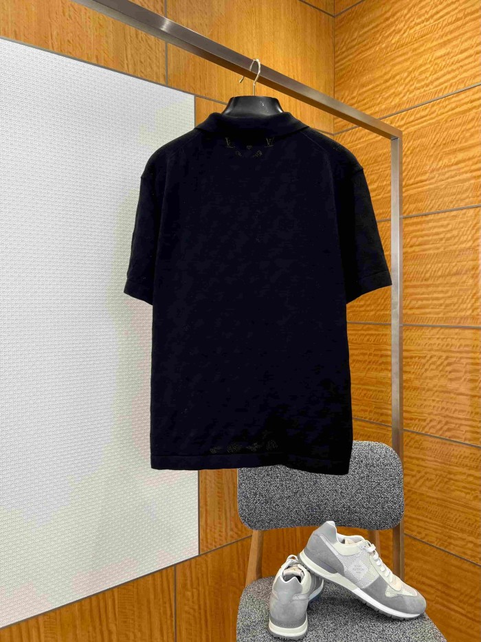 1:1 quality version Allover Hollow Jacquard Pocket Short Sleeve Polo Shirt 4 colors 29114377