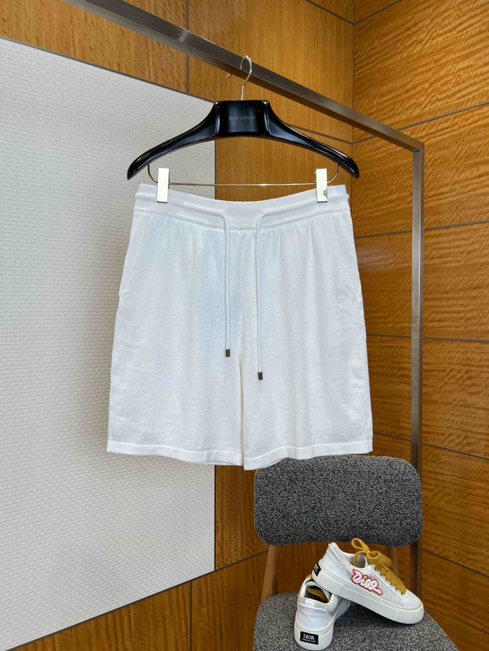 1:1 quality version Checkered Hollow Knit Casual Short Sleeve Top & Shorts Set 29114384
