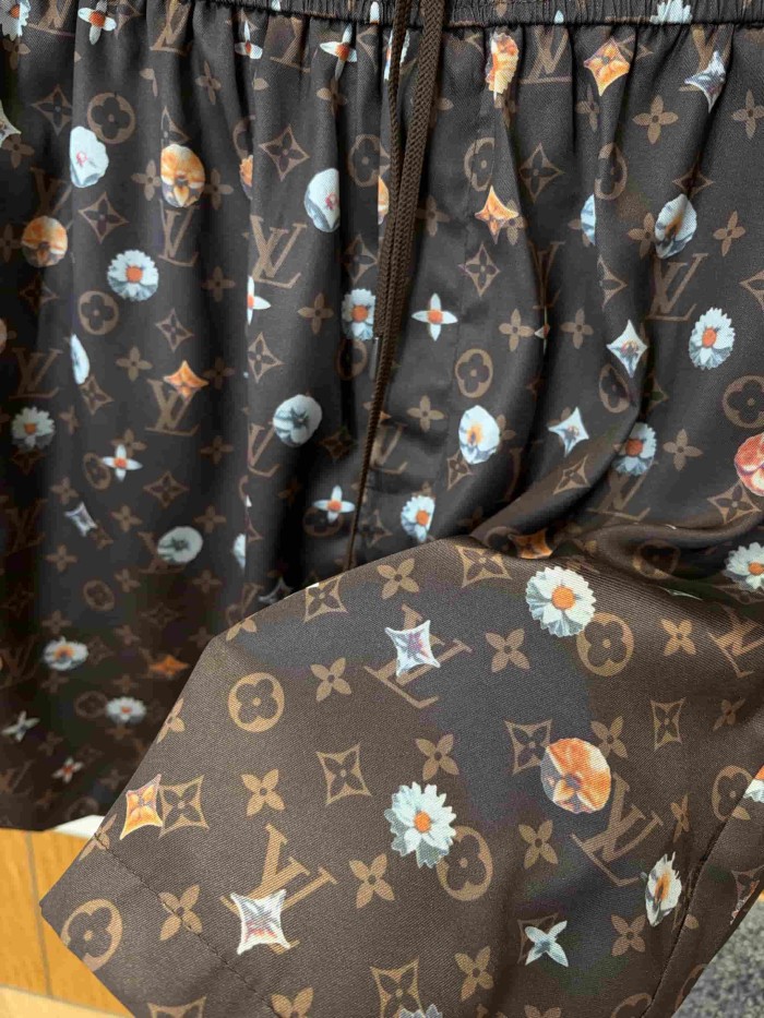 1:1 quality version Nylon Floral Allover Print Drawstring Casual Shorts 2 colors 29114530
