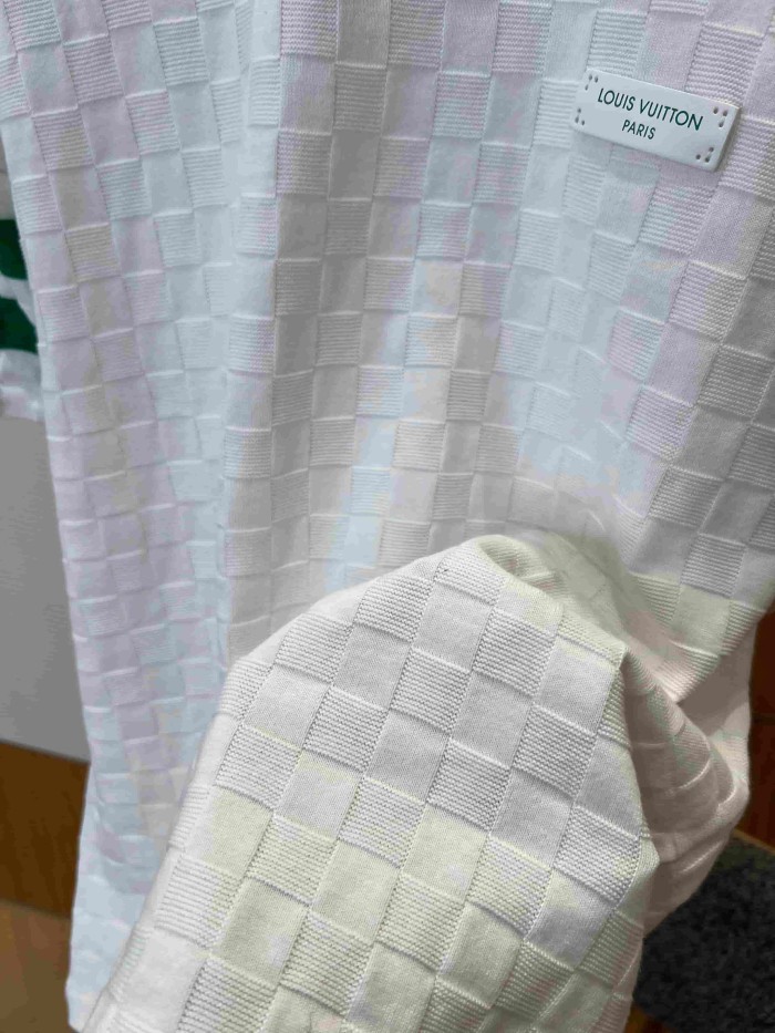 1:1 quality version Checkered Jacquard Knit Crew Neck Short Sleeve Top & Shorts Set 2 colors 29114365