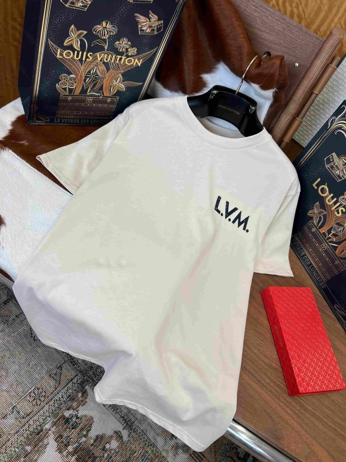 1:1 quality version Heavyweight Combed Cotton Letter Embroidery Crew Neck T-Shirt 29115007